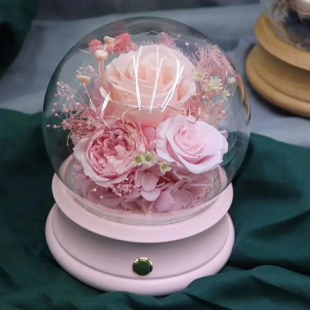 Custom Made Music Box Preserved Flower Rose Crystal Ball Music Box Music Box Christmas